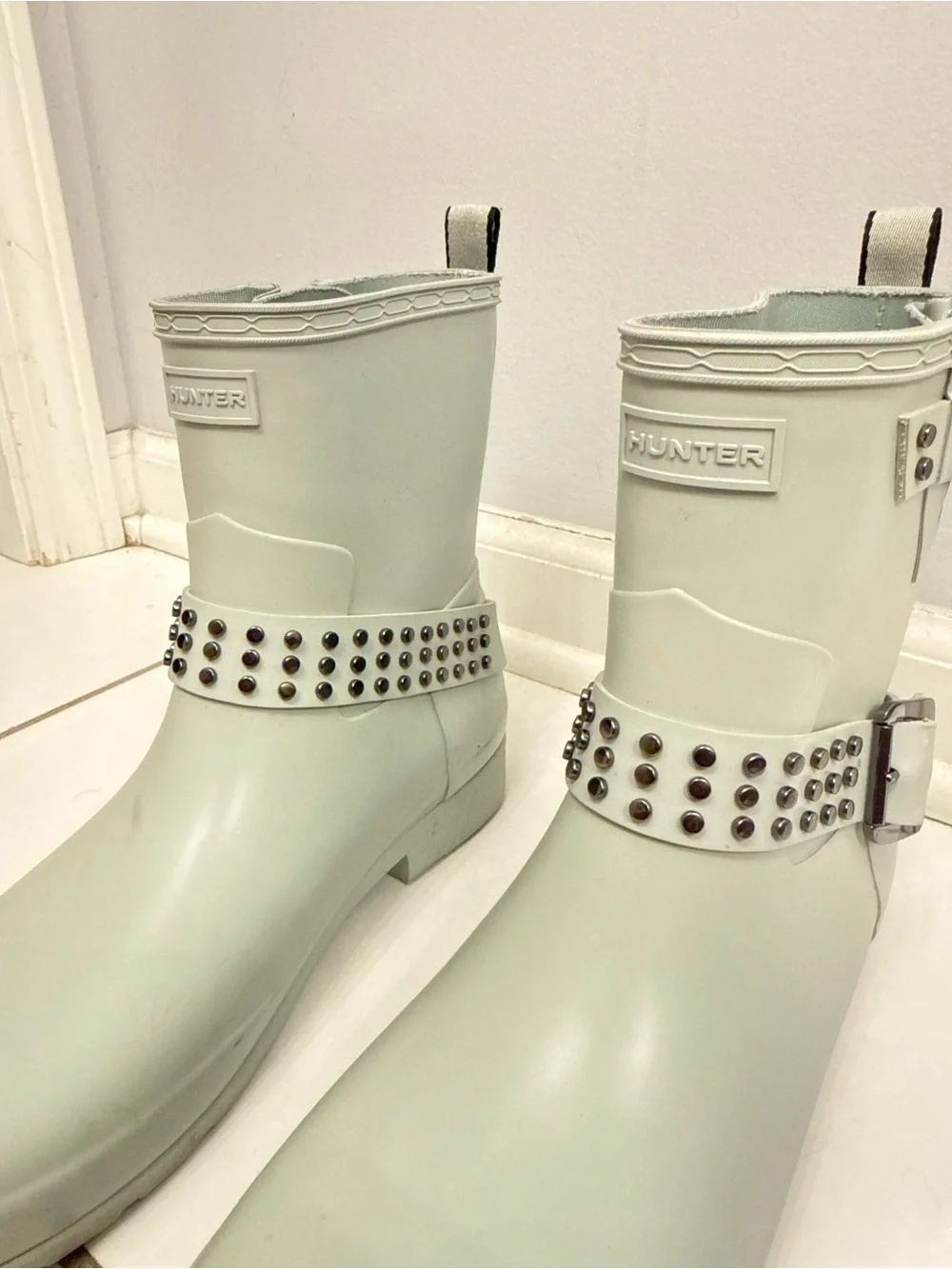Hunter Studded Strap Short Rain Boots - Sage Green